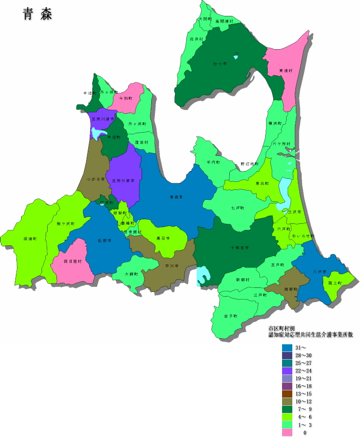 認知症対応型共同生活介護事業所数 - 青森