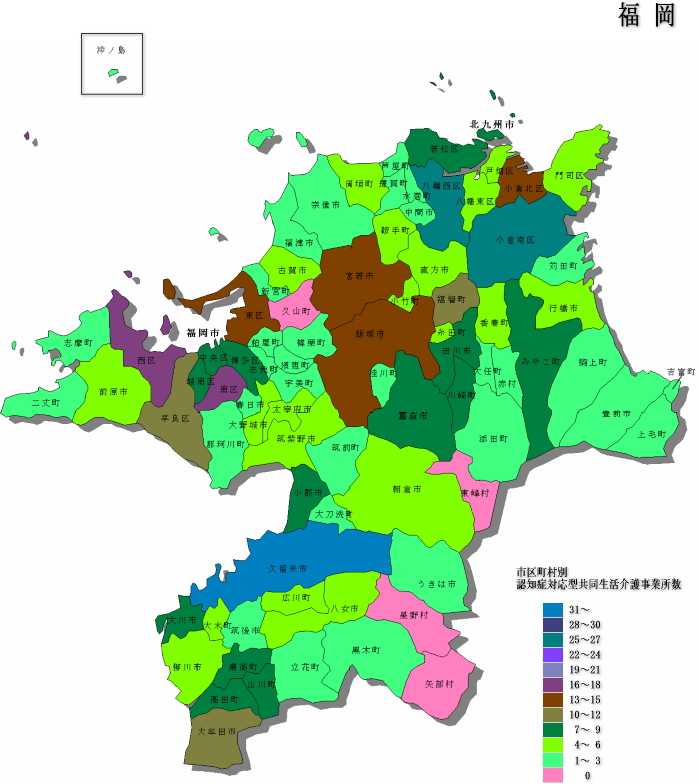 認知症対応型共同生活介護事業所数 - 福岡
