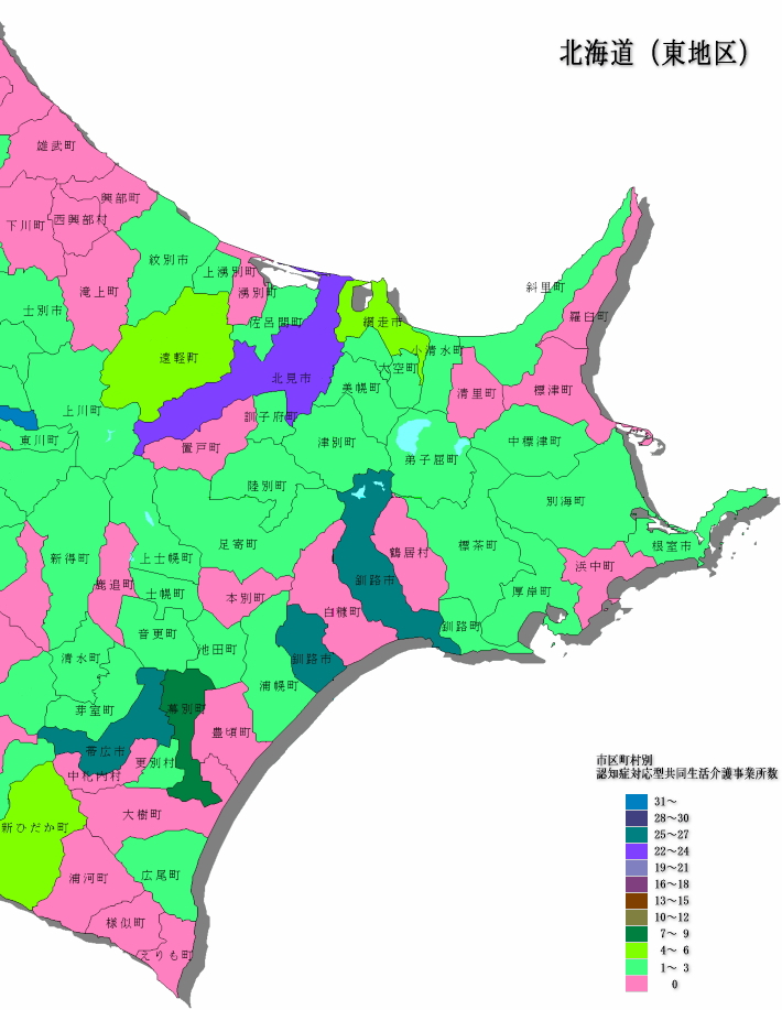 認知症対応型共同生活介護事業所数 - 北海道東地区