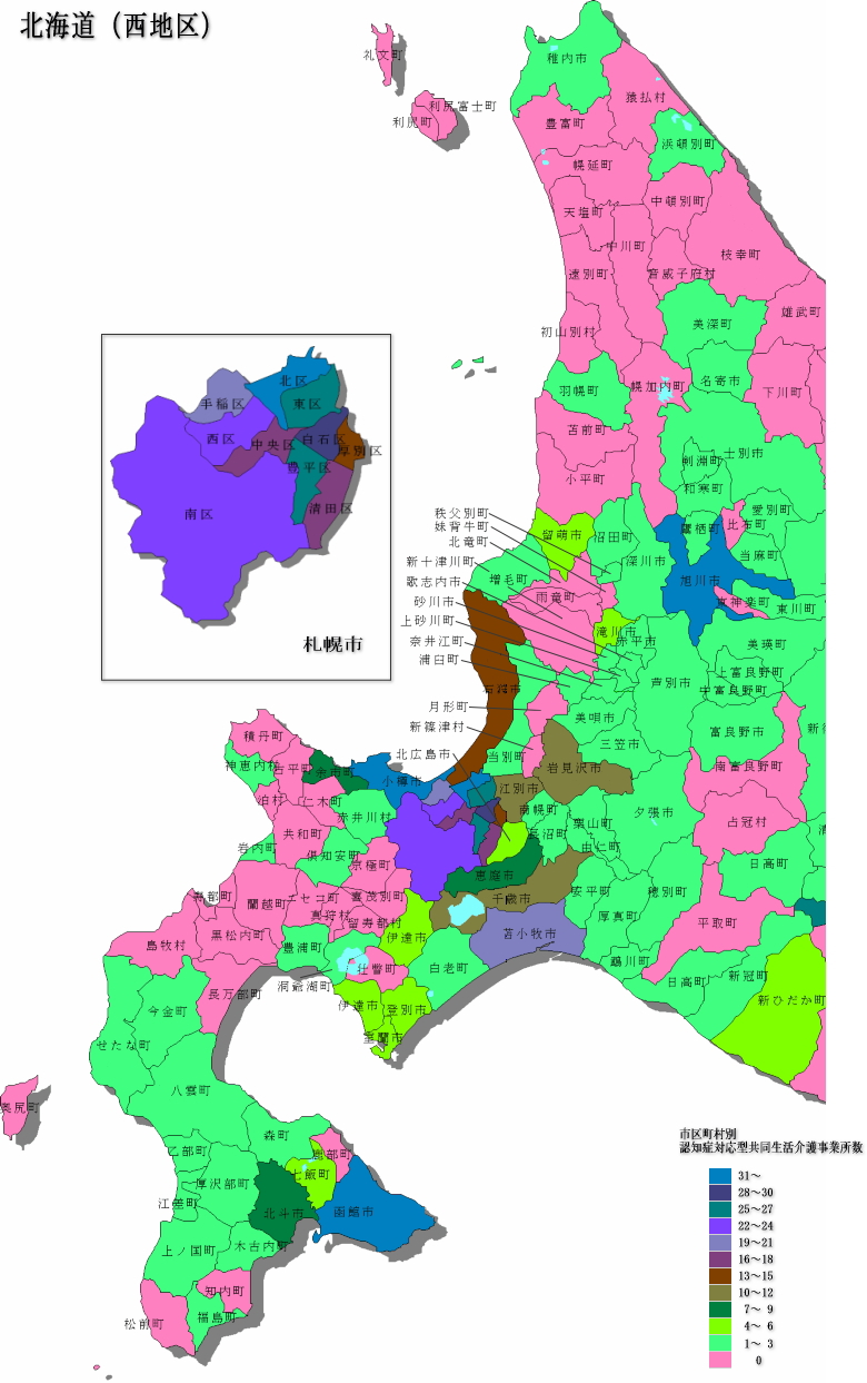 認知症対応型共同生活介護事業所数 - 北海道西地区