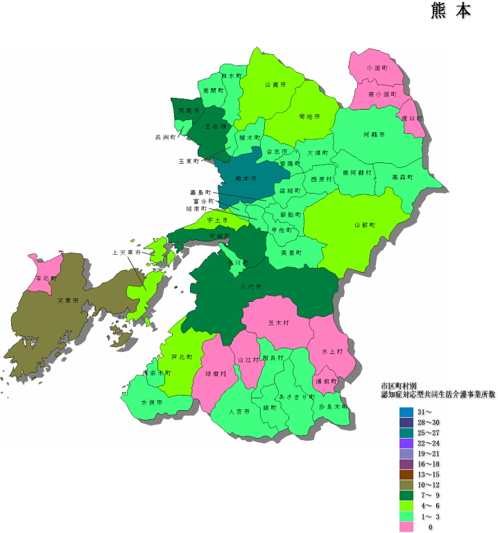 認知症対応型共同生活介護事業所数 - 熊本